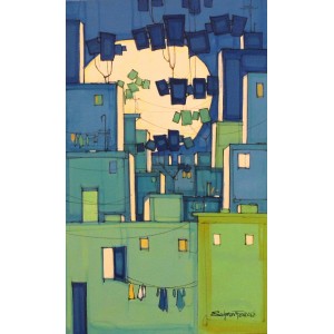 Salman Farooqi, 18 x 30 Inch, Acrylic on Canvas, Cityscape Painting, AC-SF-309
